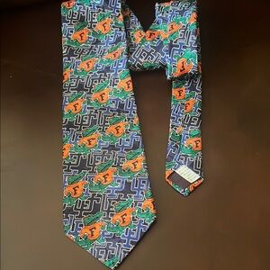 Vibrant Blue and Orange Comic Art Necktie